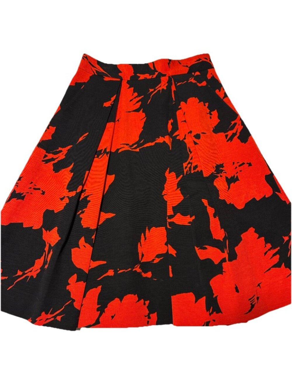 Carlisle A-Line Skirt Womens 6 Medium Black Red Abstract Floral Pleated Midi